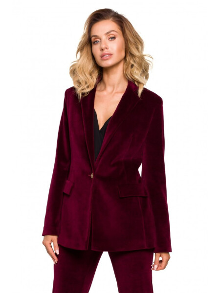 M643 Sametové sako s jedním knoflíkem - vínové EU XL
