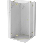 MEXEN/S - Lunar sprchový kout pětiboký křídlový levá 90 x 90, transparent, zlato kartáčovaná 831-090L-090P-55-00-L