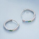 Stříbrné náušnice se zirkony Rainbow - stříbro 925/1000, Stříbrná