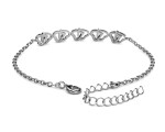 Royal Fashion zlacený náramek 18k bílé zlato s krystaly Swarovski Srdce DBS0099-WG