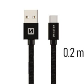 Swissten 71521101 USB 2.0 typ na USB 2.0 zástrčka zástrčka opletený, 0,2m, černý