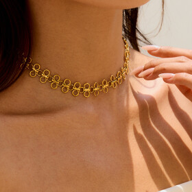 ELENYS Aurelia Loop – pozlacený choker náhrdelník 18K žluté zlato Délka: 33+7 cm / max. 40 cm