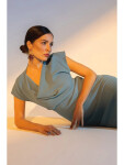 Asymetrické pouzdrové šaty S362 tyrkysově modré - Stylove L