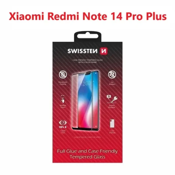 SWISSTEN FULL GLUE COLOR FRAME CASE FRIENDLY sklo pro XIAOMI REDMI NOTE 14 PRO PLUS 5G černá (54501880)