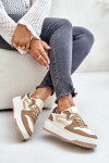 Dámské sneakersy z eko kůže na platformě leopardí béžové Henizore 37