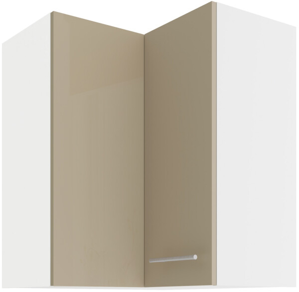 Horní rohová skříňka Lara 60x60 GN-72 2F (90°) Barva korpusu: Bílá, Barva dvířek: Cappucino lesk