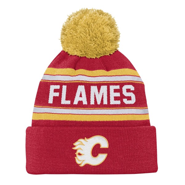 Outerstuff Dětská zimní čepice Calgary Flames NHL Jacquard Cuffed Knit With Pom