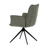 Židle jídelní, zelená látka, 360° vratný mechanismus, černý kov