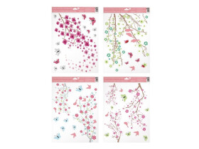 Okenní fólie 30 x 42cm - kvetoucí větvičky s glitry