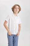 DEFACTO Boy's Linen Look Short Sleeve Shirt