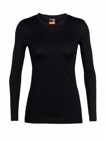 Dámské merino triko dlouhý rukáv ICEBREAKER Wmns 200 Oasis LS Crewe, Black velikost: M