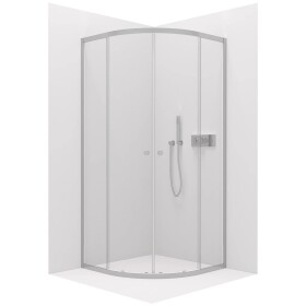 CERANO Sprchový kout Orso L/P - 5 mm - čtvrtkruh - R550 - chrom, transparentní sklo - 100x100x195 cm - posuvný