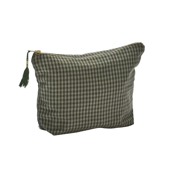 MADAM STOLTZ Kosmetická taštička Checked Cotton, zelená barva, textil