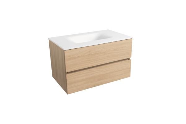 Koupelnová skříňka s umyvadlem bílá mat Naturel Verona 86x51,2x52,5 cm světlé dřevo VERONA86BMSD VERONA86BMSD