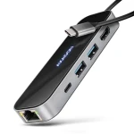 AXAGON HMC-6GLN, USB 5Gbps hub, 2x USB-A, USB-C, HDMI 4k/60Hz, RJ-45 GLAN, PD 100W, kabel USB-C 20cm (HMC-6GLN)