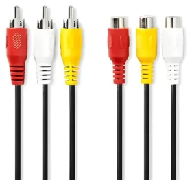 Nedis Kompozitní video kabel 3x RCA - 3x RCA 5 m černý / Kabel / poniklované konektory / 480p (CVGP24305BK50)