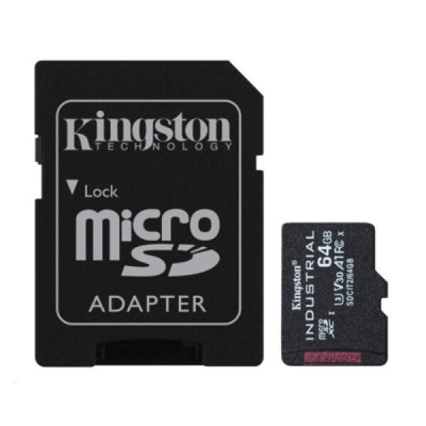 Kingston MicroSDXC karta 64GB microSDXC Industrial C10 A1 pSLC Card + SD Adapter EDF_443636