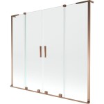 MEXEN/S - Velar L Duo dvoukřídlá posuvná vanová zástěna 180 x 150, transparent, růžové zlato 896-180-003-02-60