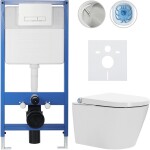 CERANO Kompletní WC set Profi/Cronus Standard - bílá lesklá - WC tlačítko Slim/Bílá - předstěnová instalace - 59,3x38,4 cm