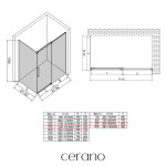 CERANO - Sprchový kout Lantono - pravá - 8 mm - Soft-Close - chrom, mléčné sklo - 130x90 - posuvný CER-665566