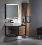 SAPHO - SKARA umyvadlová skříňka 100x49,5x46,5cm, černá mat/dub Collingwood CG004-1919