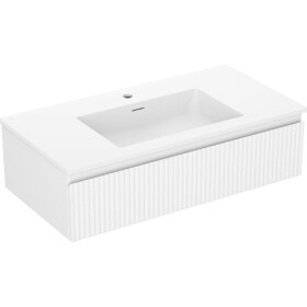 MEXEN/S - Rivel koupelnová skříňka 90 cm s umyvadlem Otis, 1 šuplík, reliéf , bílá mat 91A20-09023-1-BF01-W18M01