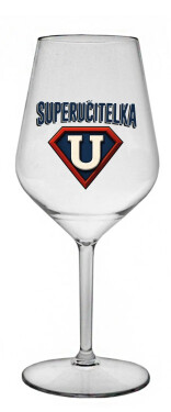 SUPERUČITELKA (ZNAK) - čirá nerozbitná sklenice na víno 470 ml