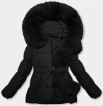 Černá dámská bunda pro přechodné období s páskem J Style (16M9183-392) odstíny černé S (36)