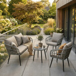 Zahradní sestava, polyratan, šedá, AZ-F1508 GREY