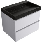 CERANO - Koupelnová skříňka Velora - bílá matná, úchytka chrom + umyvadlo z lit. mramoru Vita - černá matná - 70x63x46,5 CER-8050BD83993