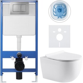 CERANO - Kompletní WC set Profi/Felci - bílá lesklá - WC tlačítko Classic/Tmavě šedá - předstěnová instalace - 52,5x36 CER-331320