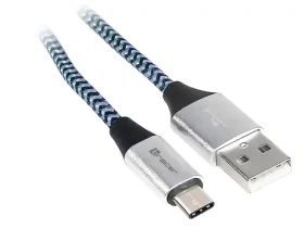 USB-C kabel černo-modrý / Kabel / USB 2.0 / USB-A (M) - USB-C (M) / 1 m (TRAKBK46266)