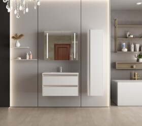 Erga Hana, zrcadlová galerka s LED osvětlením 80x70cm s integrovanou zásuvkou, bílá, ERG-V05-HANA-8070-WH