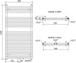 MEXEN Sol otopný žebřík/radiátor 1200 600 mm, 520 chrom W125-1200-600-00-01