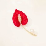 Luxusní brož ve tvaru toulitky s perlou a zirkony, Červená