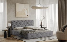 FRONTI Postel LUKA 160x200 světlešedá s úložným prostorem
