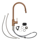 Dřezová baterie SAT Aurum s vytahovací sprškou, 2 proudy broušená rose gold SATBAUR286BRG SATBAUR286BRG