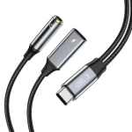 Tech-Protect UltraBoost černá / Adaptér / USB-C - 3,5mm jack + USB-C / PD 60W 6A