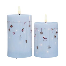 Det Gamle Apotek LED svíčka Christmas Holidays Ø 7,5 cm – set 2 ks, bílá barva, vosk