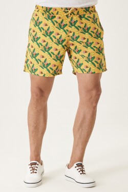 AC&Co Altınyıldız Classics Men's Yellow Standard Fit Casual Patterned Quick Drying Swimsuit Swim Shorts