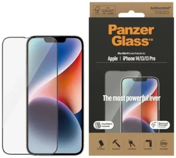 PanzerGlass Tvrzené sklo UWF Privacy AB s aplikátorom pro iPhone 16e/14/13 Pro/13 černá (P2783)