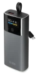 SBS 10000 mAh černá / Powerbank / Power Delivery 20 W / LCD displej / integrovaný kabel / USB-C, USB-A