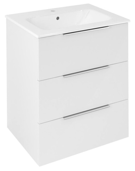 SAPHO - CIRASA umyvadlová skříňka 59,2x75x46cm, 3x zásuvka, bílá lesk CR631-3030