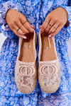 Dámské krajkové espadrilky s ozdobou béžove Summer Dream 37