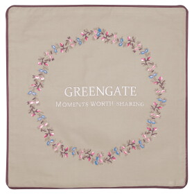 GREEN GATE Vyšívaný povlak na polštář Junia Pale Grey 40 x 40 cm, béžová barva, textil