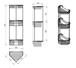 Gedy - SMART trojitá rohová polička 175x590x175, chrom 2484