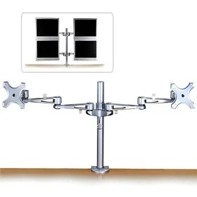 Lindy Dual-Monitorarm stříbrná / Rameno pro dva monitory / VESA 75x75 a 100x100 mm / nosnost 6 kg / uchycení stůl (40697)