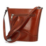Luxusní dámská kožená crossbody kabelka Yllva, koňaková