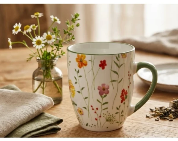 Hrnek Polní květiny 330 ml, žlutý/zelený