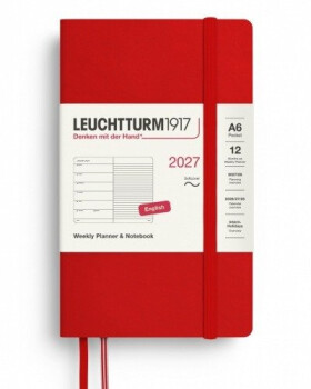 Týdenní plánovač Zápisník Cherry, Pocket A6 2027, Softcover, anglicky